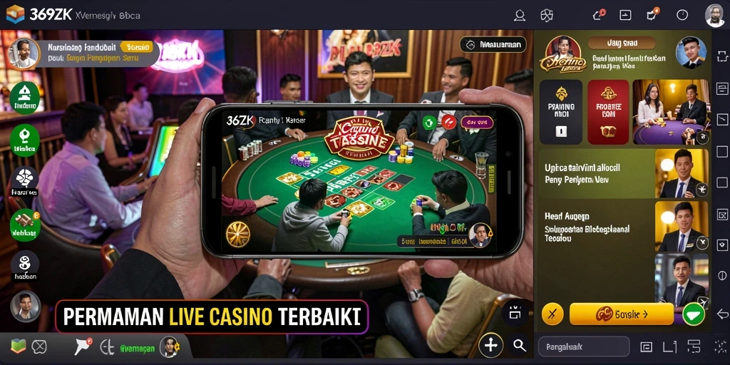 Tampilan seru dari gameplay Live Casino 369ZK dengan dealer langsung.