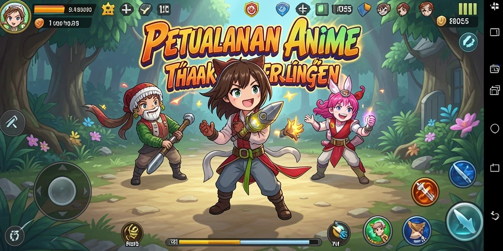 Tampilan gameplay seru di dunia Anime yang penuh warna.