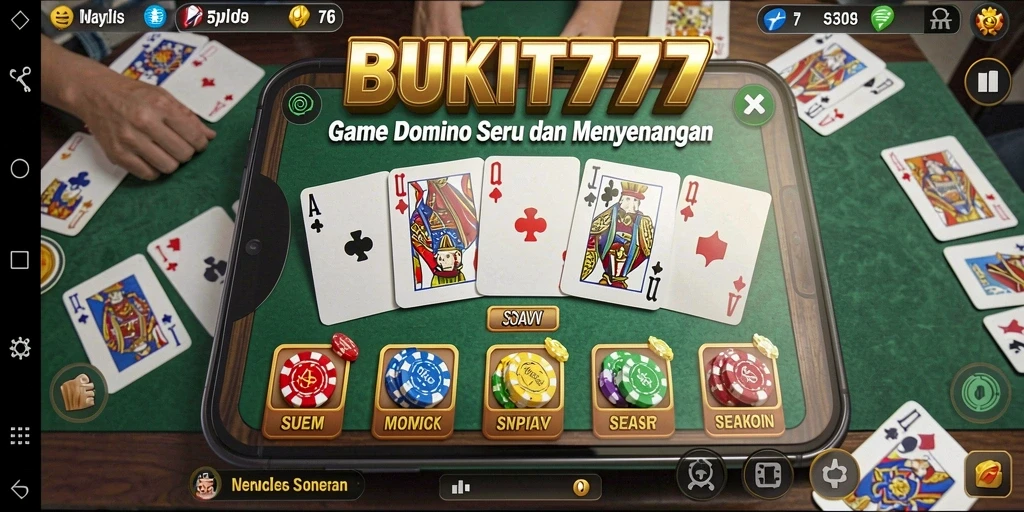 Screenshot permainan BUKIT777 menampilkan serunya permainan Domino.