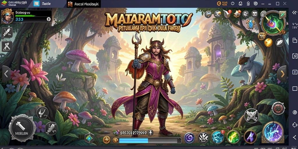 Screenshot gameplay MATARAMTOTO menampilkan aksi pertarungan seru di dunia fantasi.