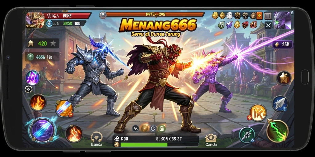 Tampilan gameplay seru dengan pertarungan karakter epik.