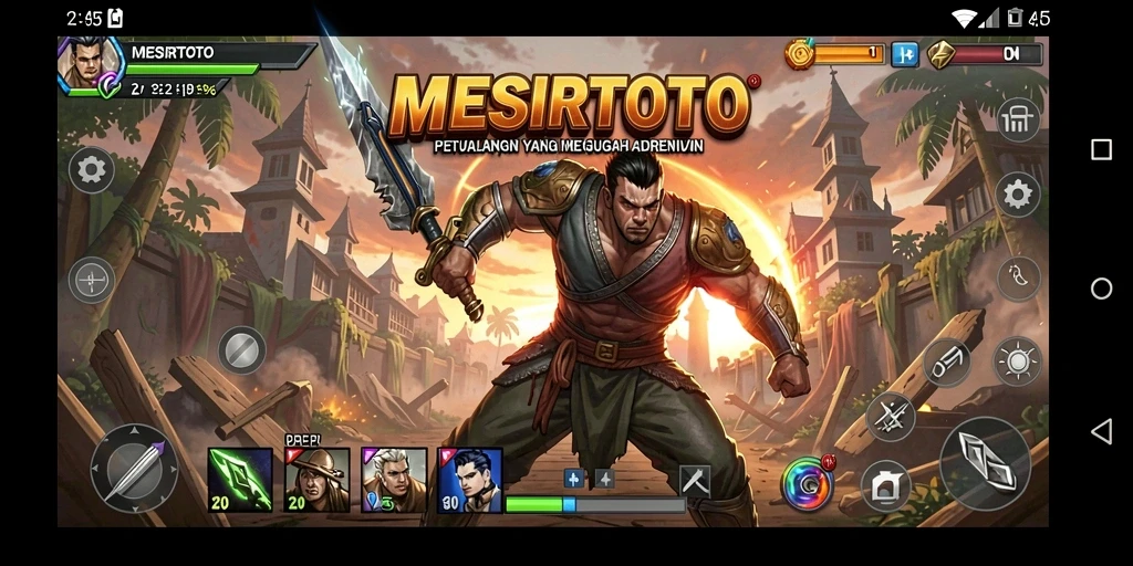 Tampilan aksi pertarungan seru dalam game MESIRTOTO.