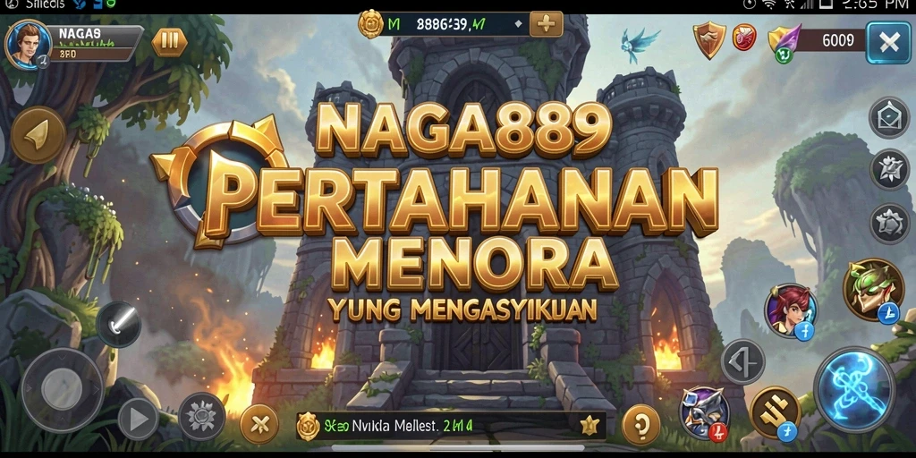 Gameplay menara pertahanan NAGA889 dengan efek visual yang memukau.