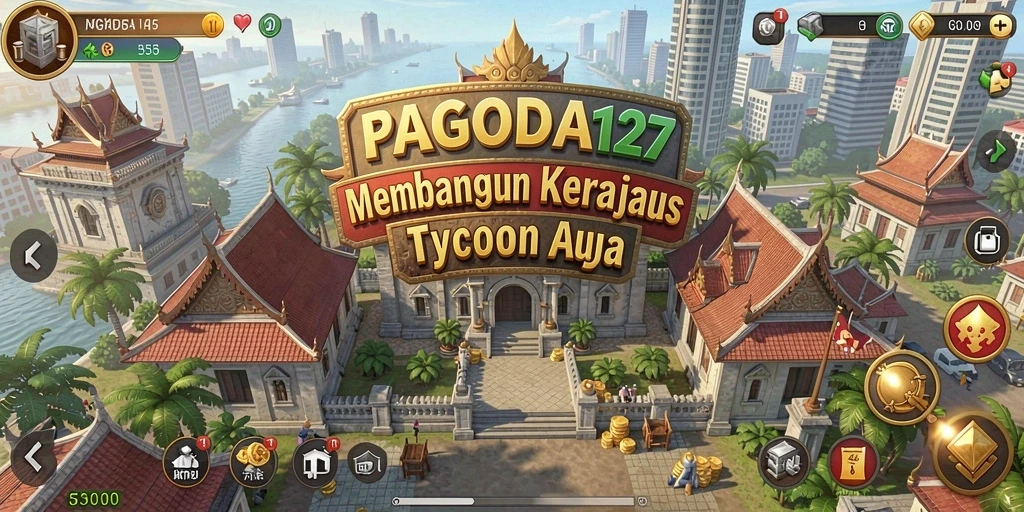 Screenshot utama <strong>PAGODA127</strong> menampilkan gameplay seru dalam membangun kerajaan bisnis.