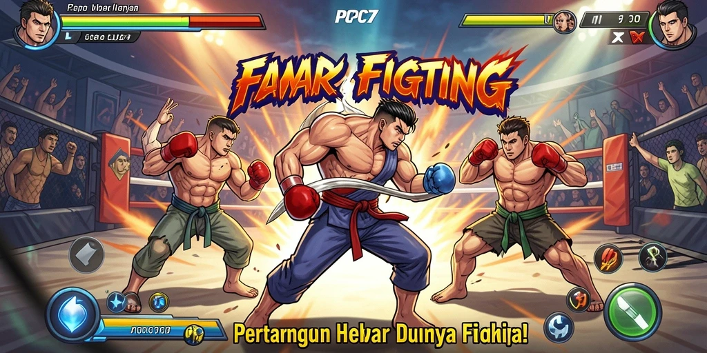Tangkapan layar gameplay PCPC7 menampilkan aksi pertarungan yang mendebarkan.
