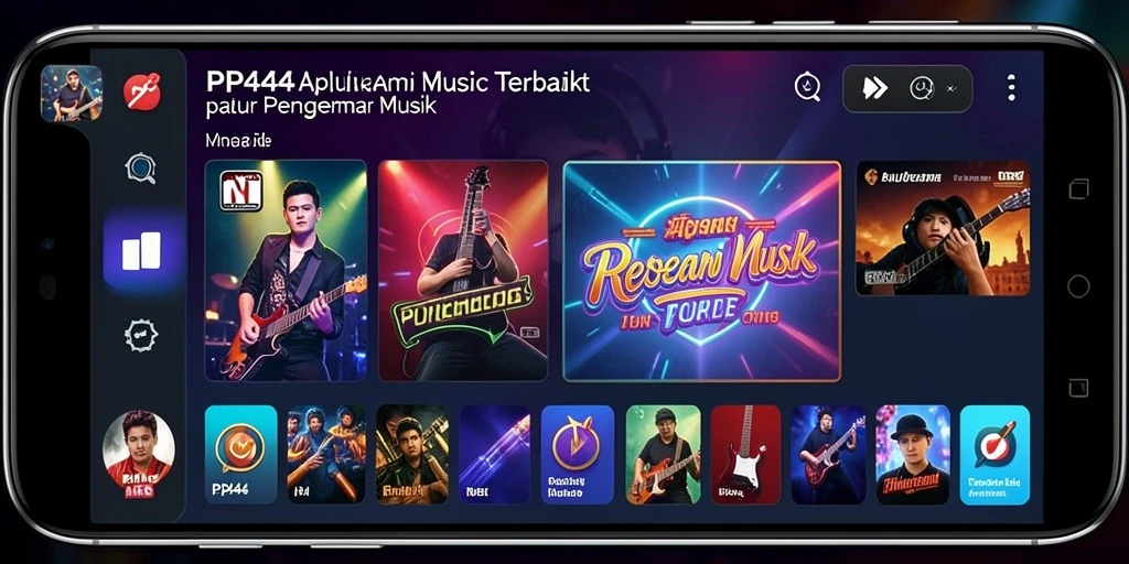 Tampilan gameplay PP444 yang menarik dengan berbagai lagu.