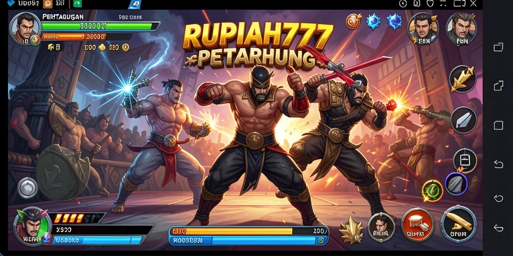 Tampilan aksi seru dalam gameplay RUPIAH777 di arena pertarungan.