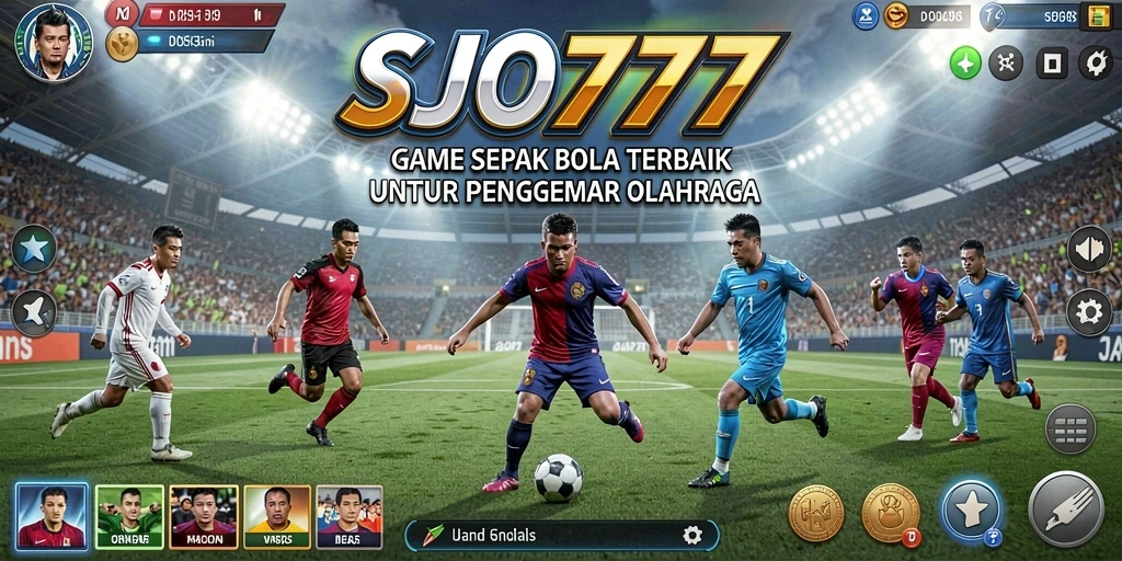 Tangkapan layar utama SJO777 menampilkan aksi seru dalam permainan sepak bola.