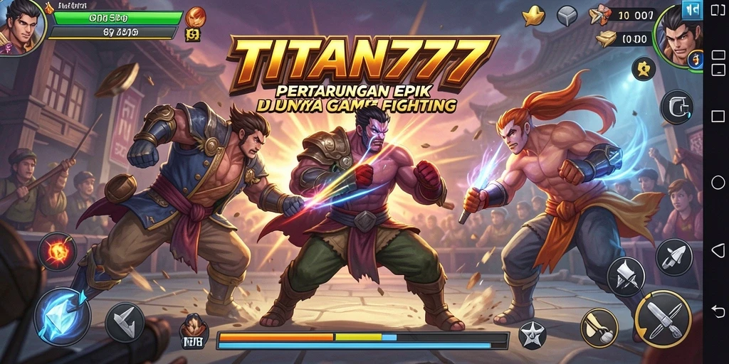 Screenshot gameplay <strong>TITAN777</strong> menampilkan aksi pertarungan yang intens di arena.